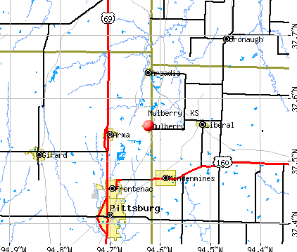 Mulberry, KS map