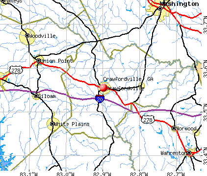 Crawfordville, GA map