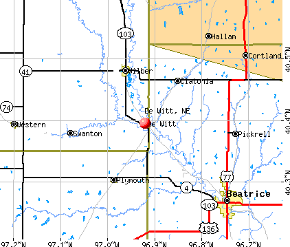 De Witt, NE map