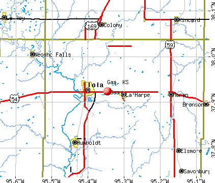 Gas, KS map