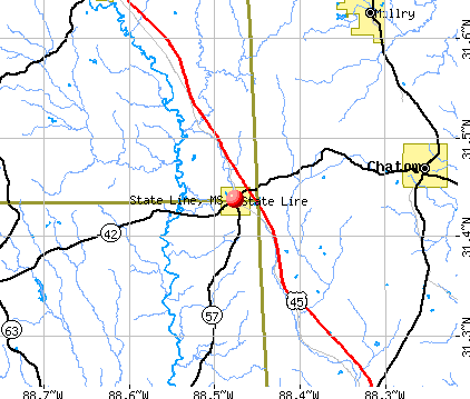 State Line, MS map