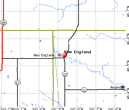 New England, ND map
