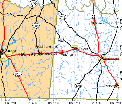 Peachland, NC map