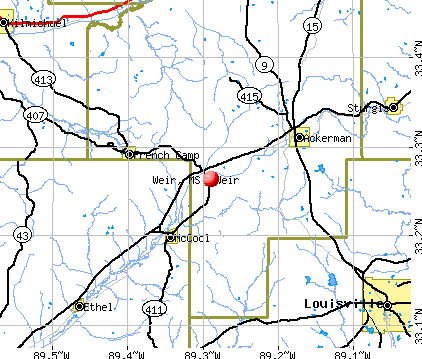 Weir, MS map