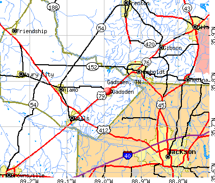 Gadsden, TN map