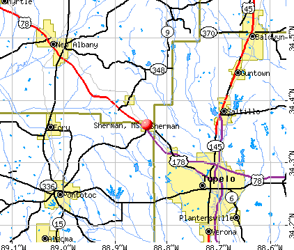 Sherman, MS map