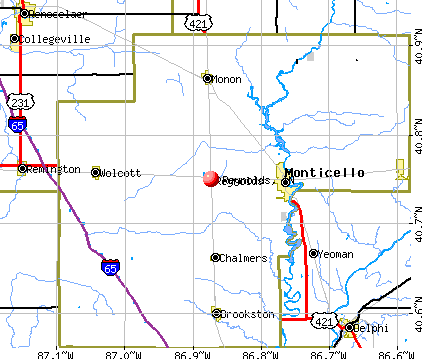Reynolds, IN map