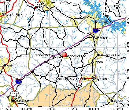 Carnesville, GA map