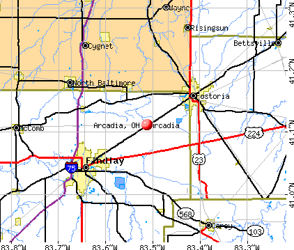 Arcadia, OH map