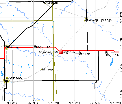 Argonia, KS map
