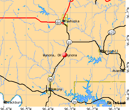 Wynona, OK map