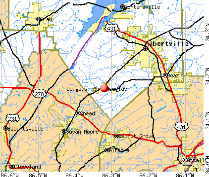 Douglas, AL map