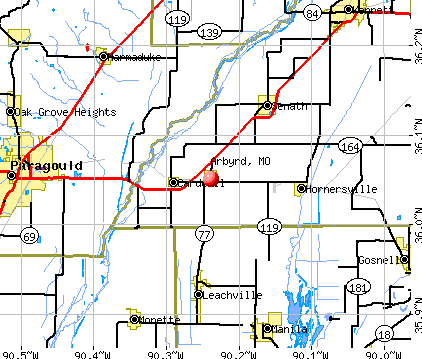 Arbyrd, MO map