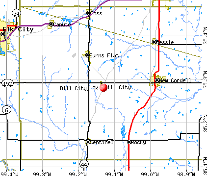 Dill City, OK map