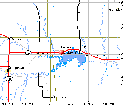 Cawker City, KS map