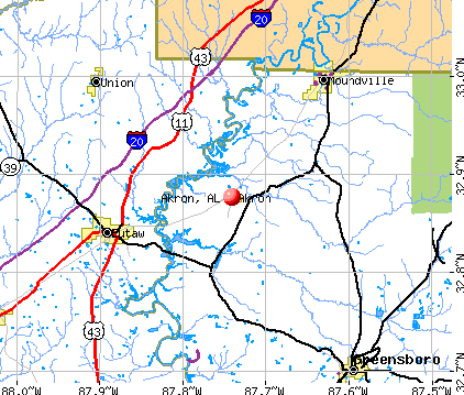Akron, AL map