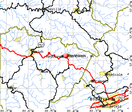 Northfork, WV map