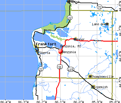 Benzonia, MI map