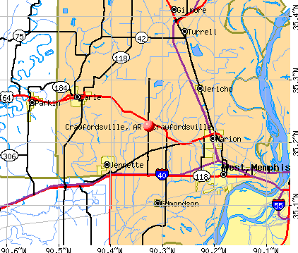 Crawfordsville, AR map