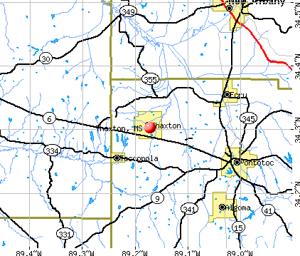 Thaxton, MS map
