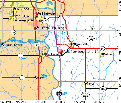 Pacific Junction, IA map