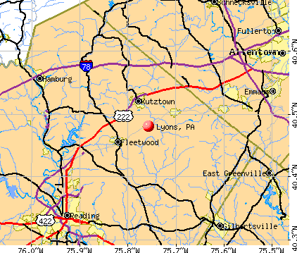 Lyons, PA map