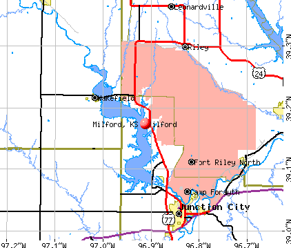 Milford, KS map