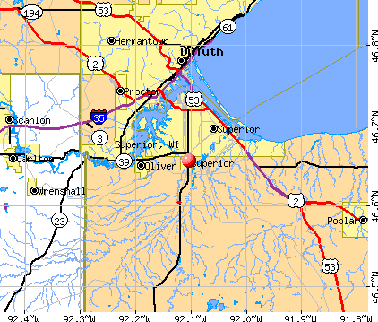 Superior, WI map