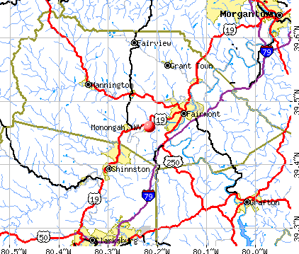 Monongah, WV map