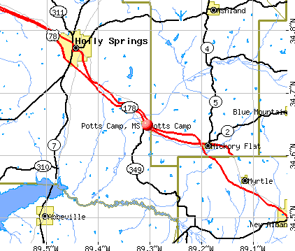 Potts Camp, MS map