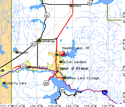 Hayden Lake, ID map