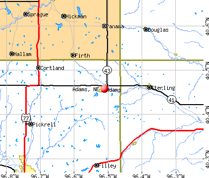 Adams, NE map