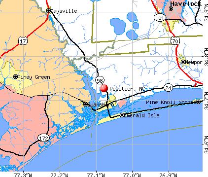 Peletier, NC map