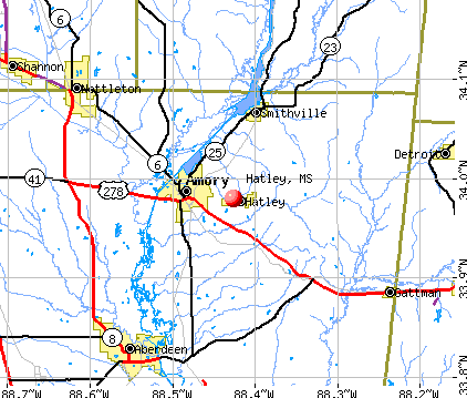 Hatley, MS map