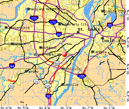 Wilbur Park, MO map