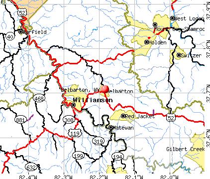 Delbarton, WV map