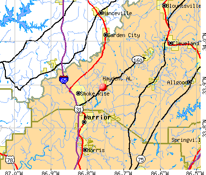 Hayden, AL map