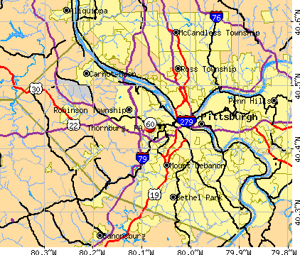 Thornburg, PA map