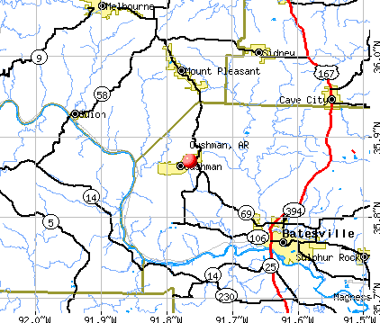 Cushman, AR map