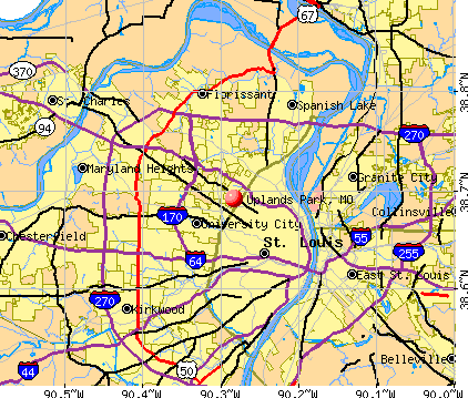 Uplands Park, MO map