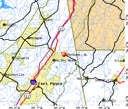 Mentone, AL map