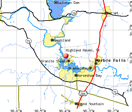 Highland Haven, TX map