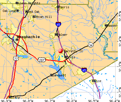 Garrett, TX map