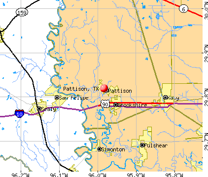Pattison, TX map