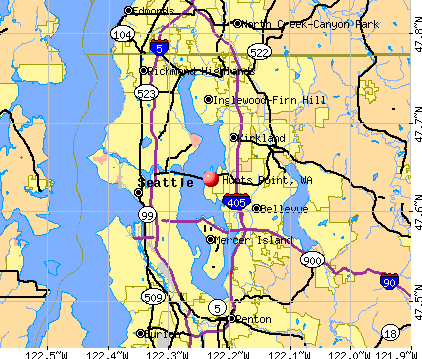 Hunts Point, WA map