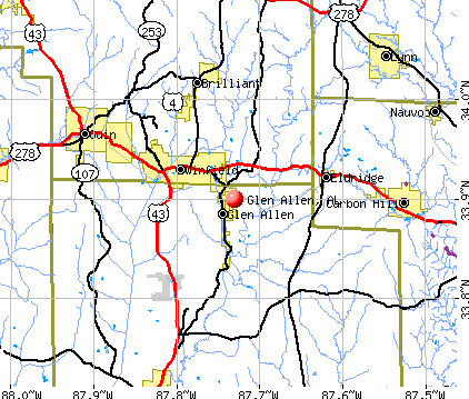 Glen Allen, AL map