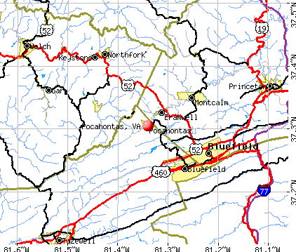 Pocahontas, VA map