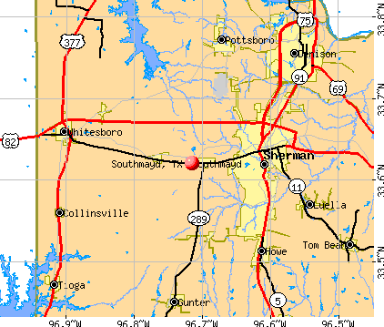 Southmayd, TX map