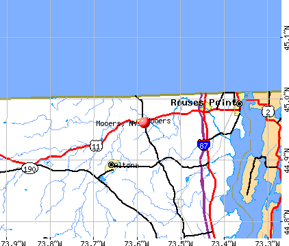 Mooers, NY map