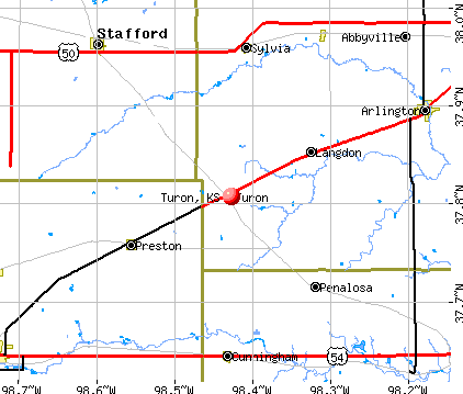 Turon, KS map